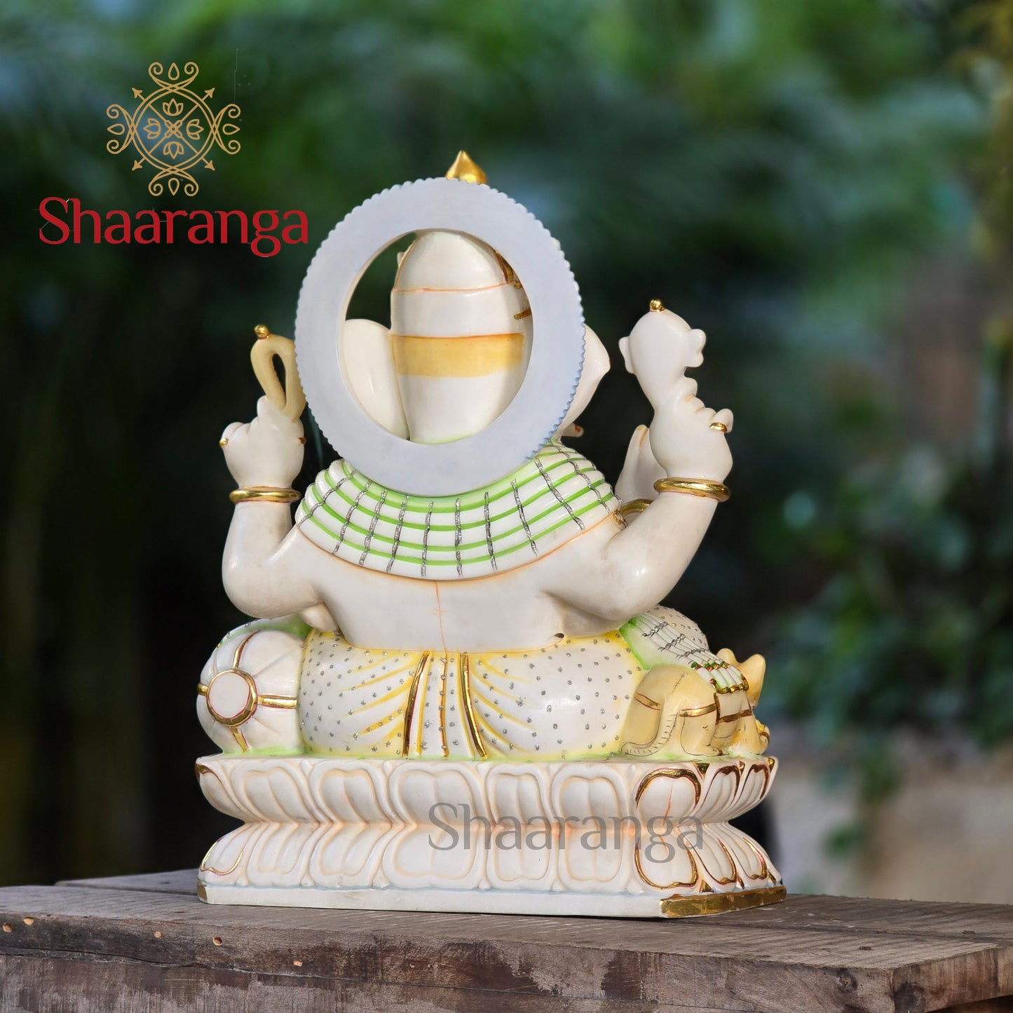 23 Inches Marble Chaturbhuja Ganesha - Ideal for Businesses, Corporate offices and premium residences