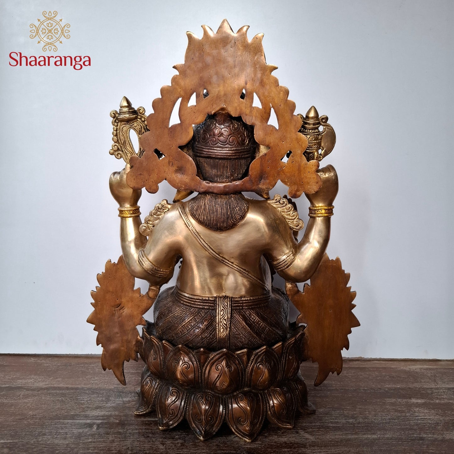 21 Inches Brass Three Tone Ganesha Lotus