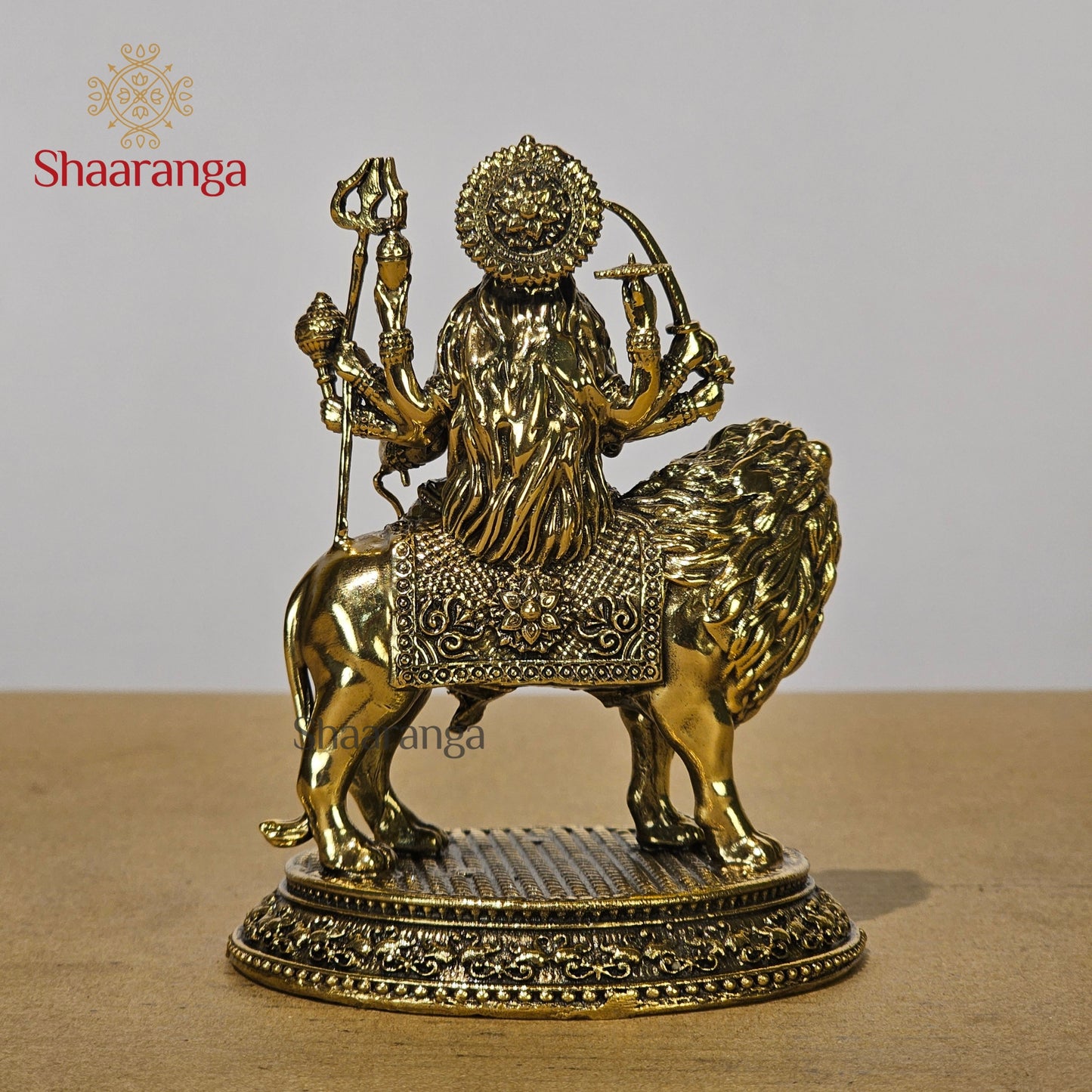 4.5 Inches Fine Brass Durga devi on Lion with Base