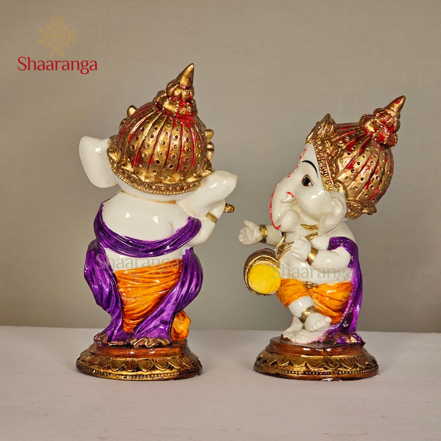 Dancing Ganesha Polyresin Idol Set - 6 Inches (Set of 2)