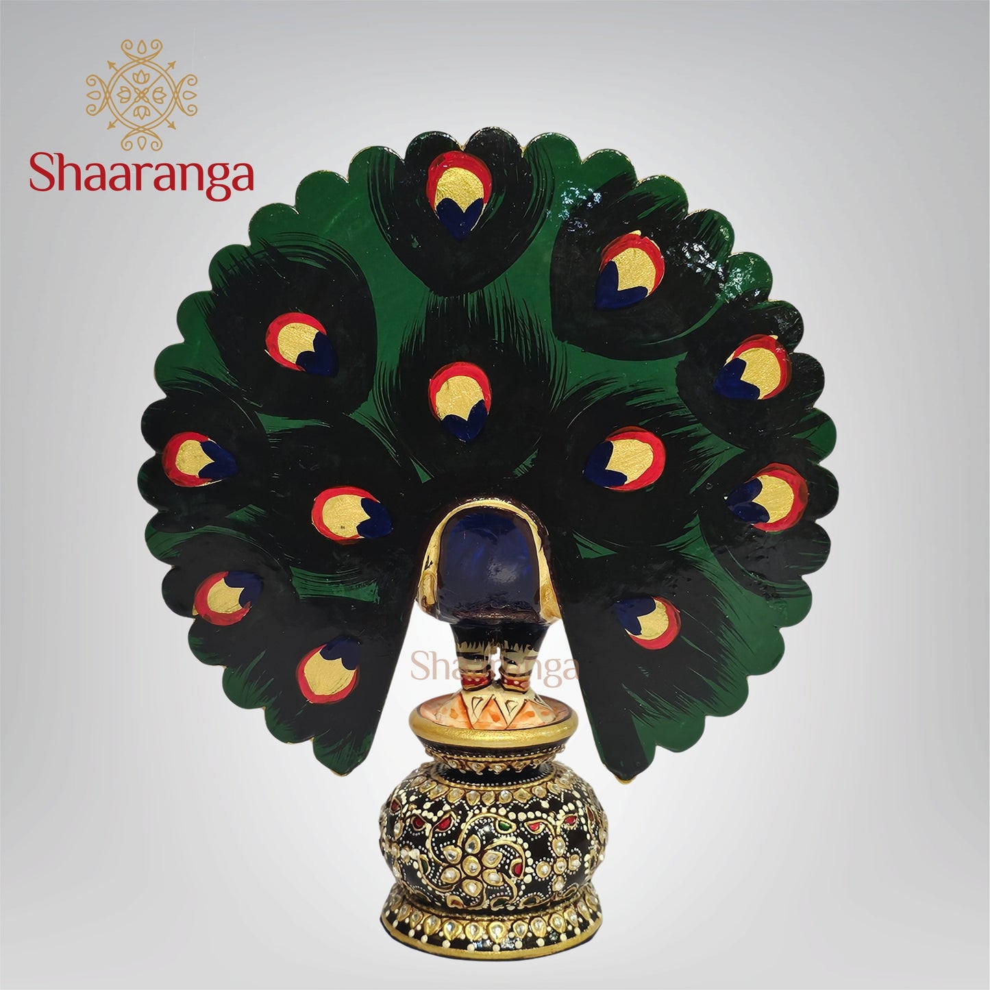 8.5 Inches Wooden Dancing Peacock with Emboss Painting