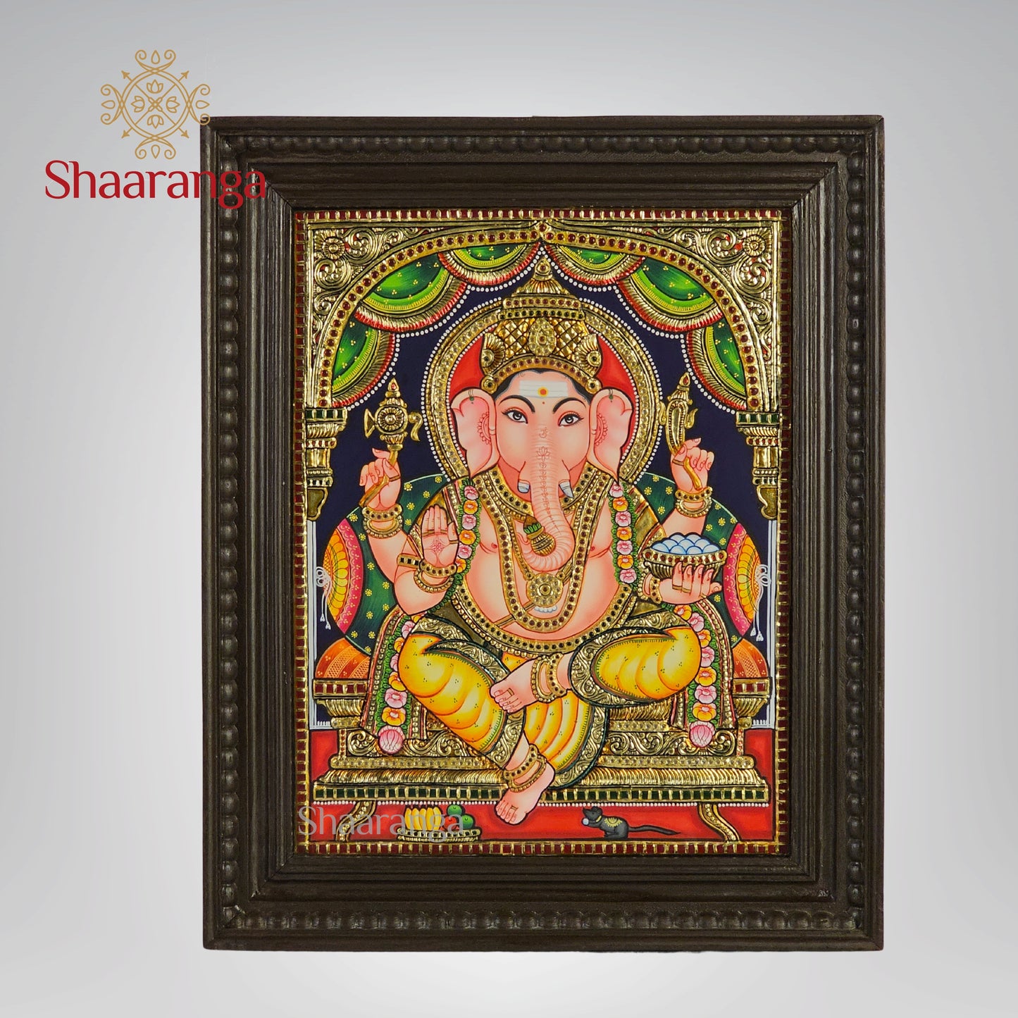 21x17 Inches Ganesha Tanjore Painting with 22K Gold Work