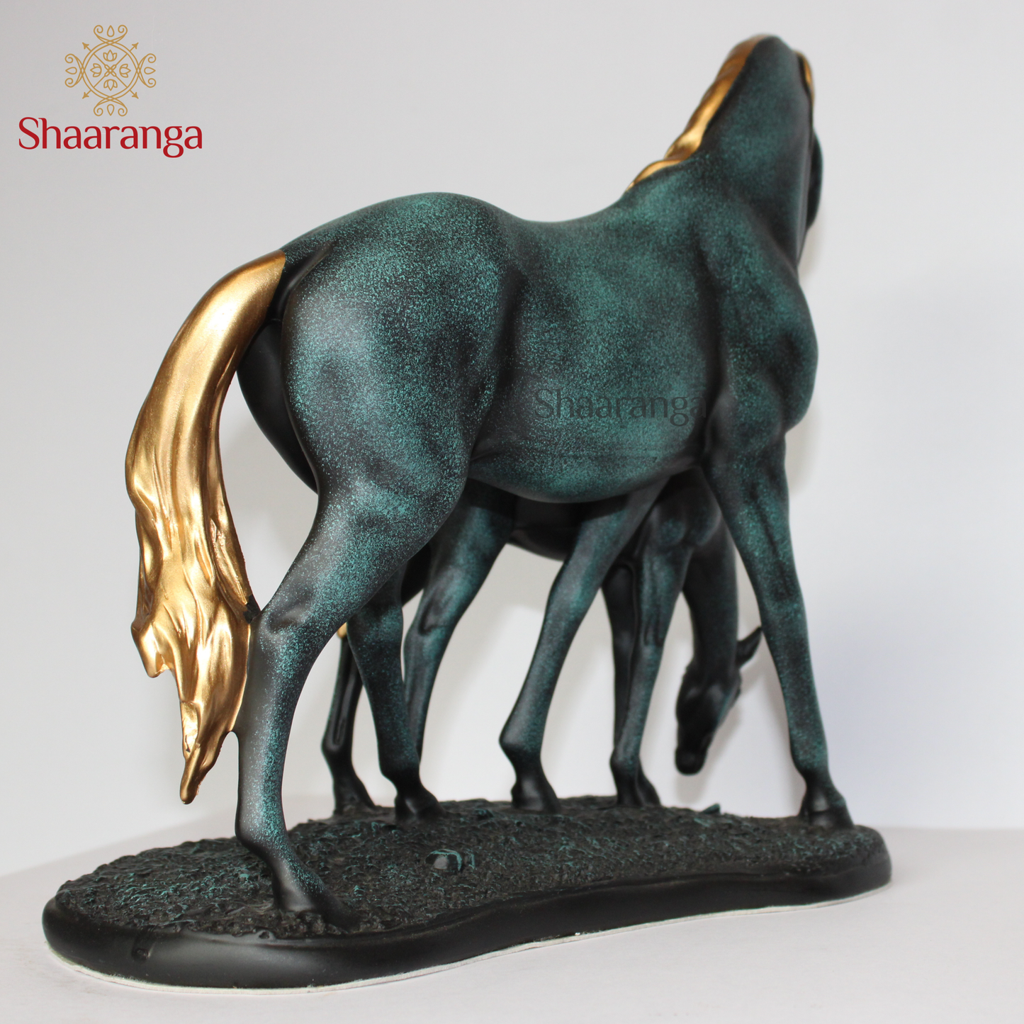 11 Inches Polyresin Horse With Baby