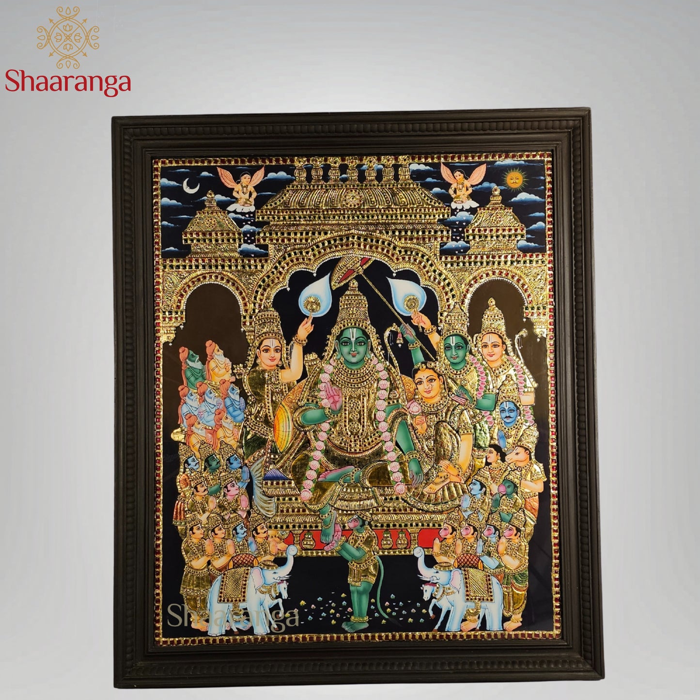 34x40 Inches Rama Pattabhishekam Tanjore Painting with 22K Gold Work