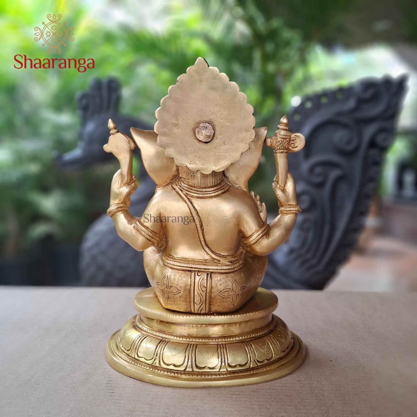 12.5 Inches Brass Ganesha Round Base