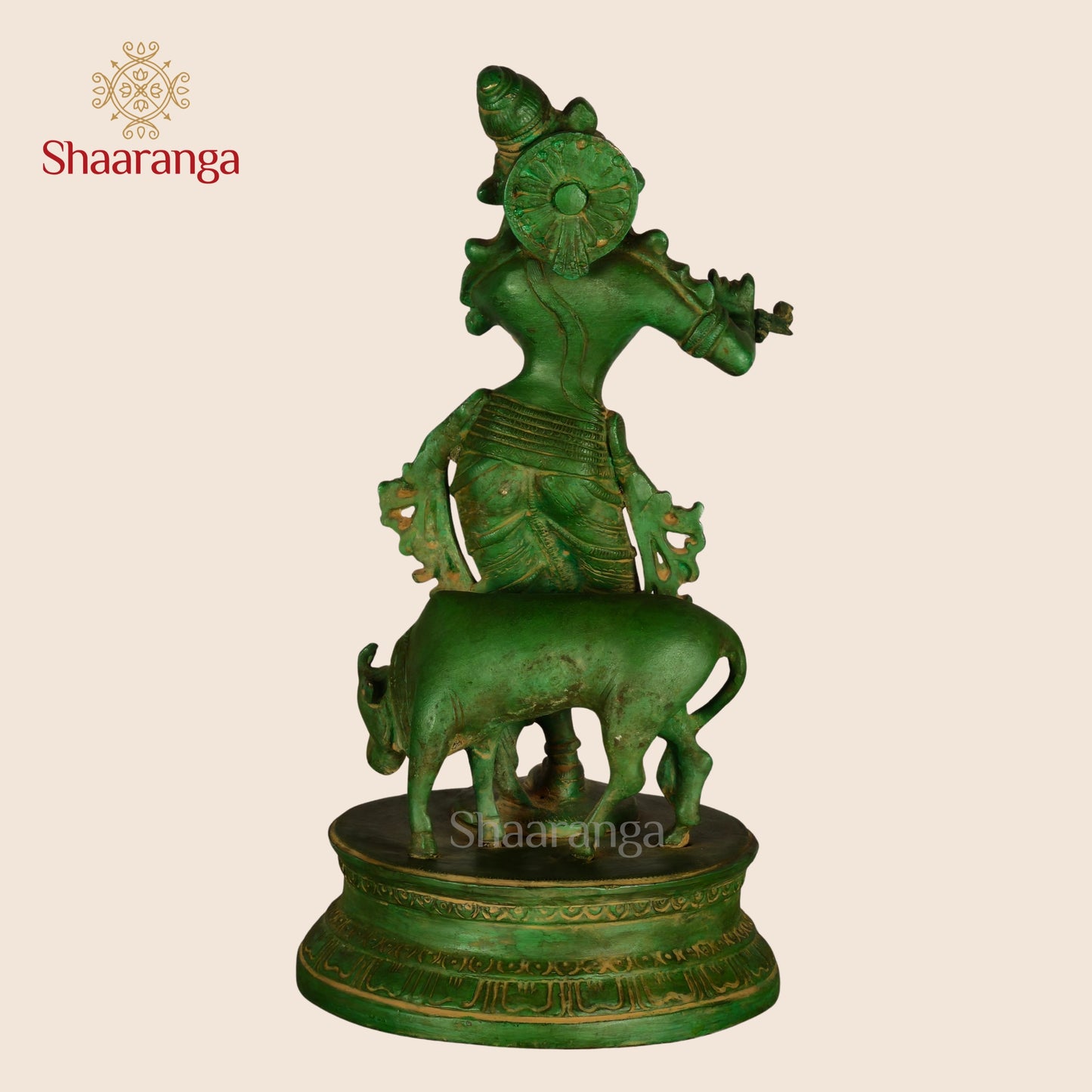 10 Inches Brass Krishna Idol - Premium Handcrafted Deity Statue