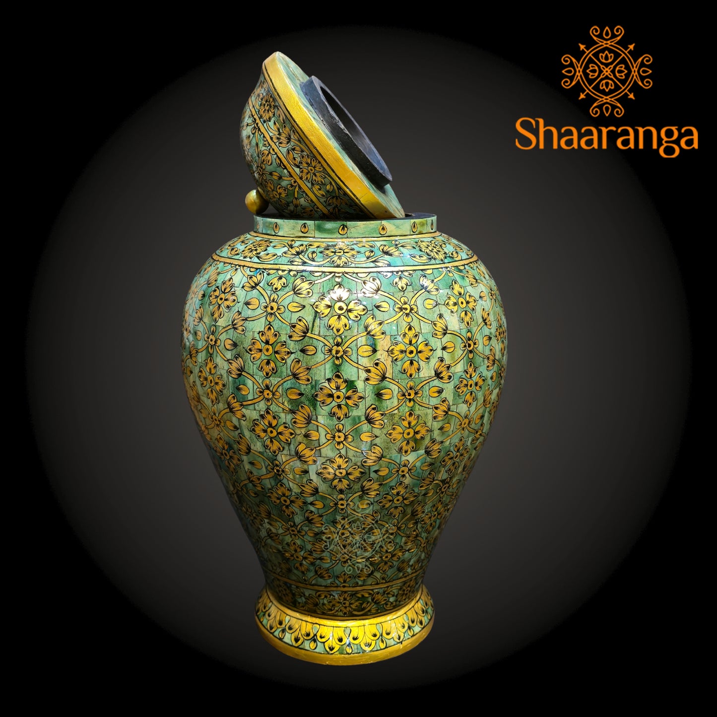 16 inches Bone decorative Vase with lid, exquisitely hand painted with intricate micro artwork