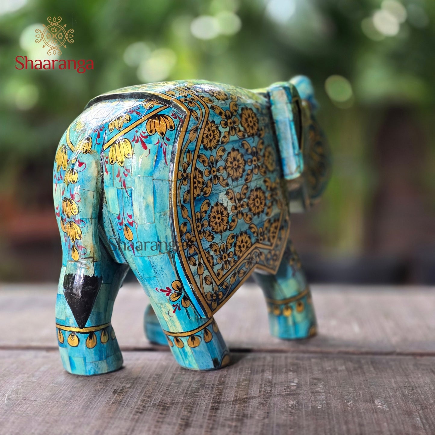 9 Inches Bone Elephant Flower Work