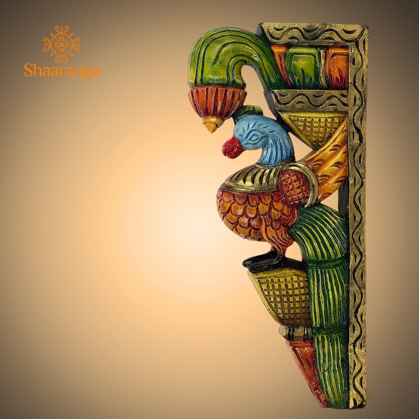 9 Inches Wooden Painted Parrot Wall Brackets Pair