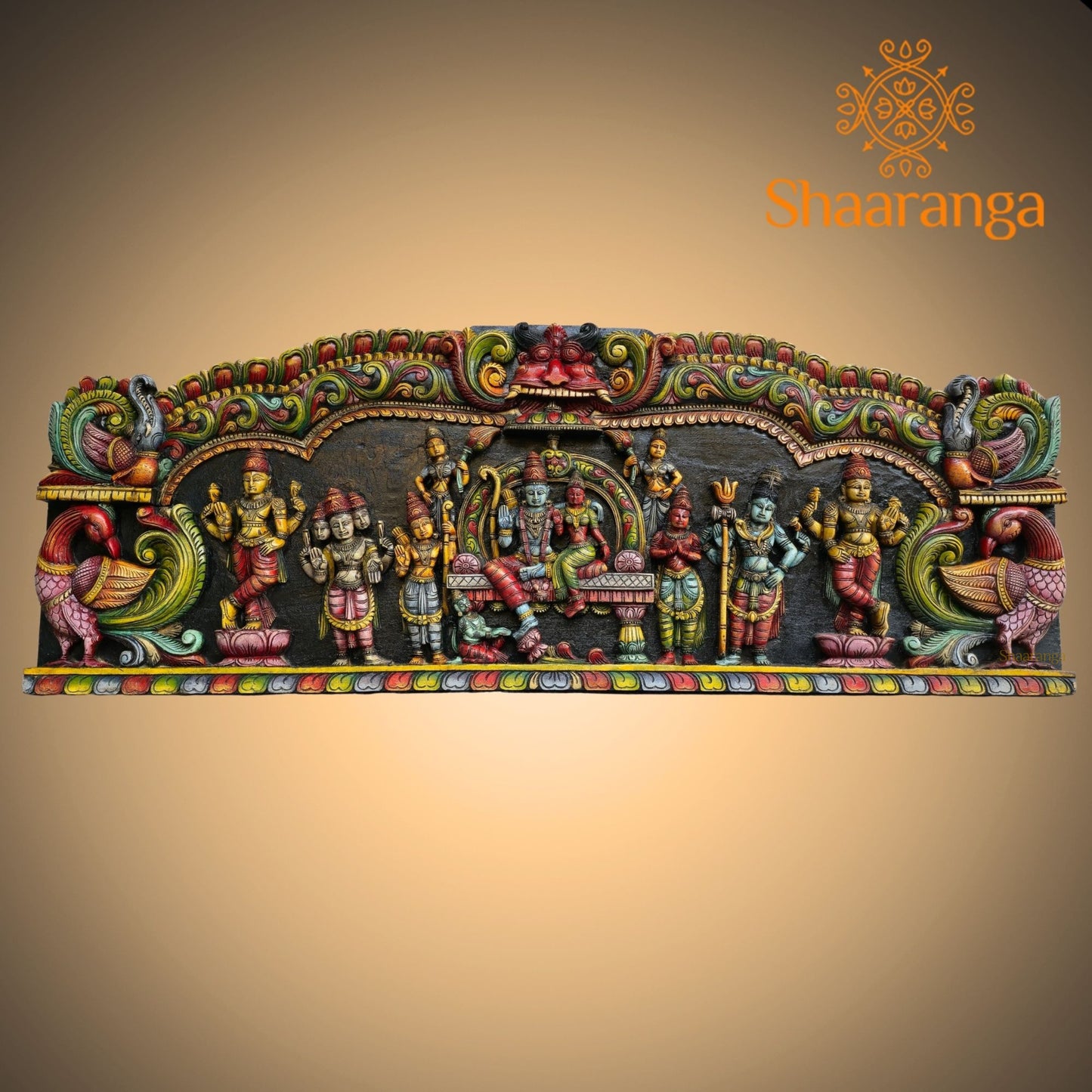 Sri Rama Pattabhishekam – Grand Wooden Carving Panel | 66 Inches