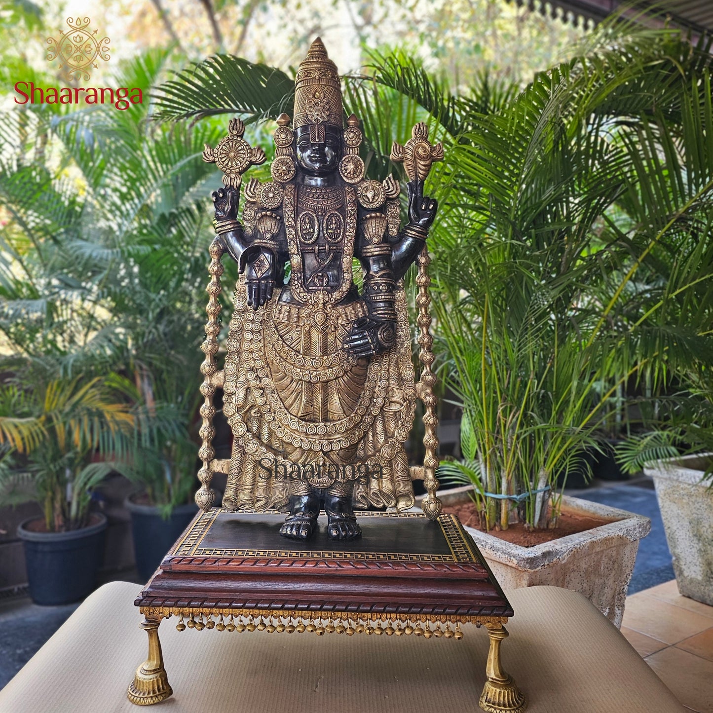 42 Inches Brass Tirupati Balaji with Wooden pedestal
