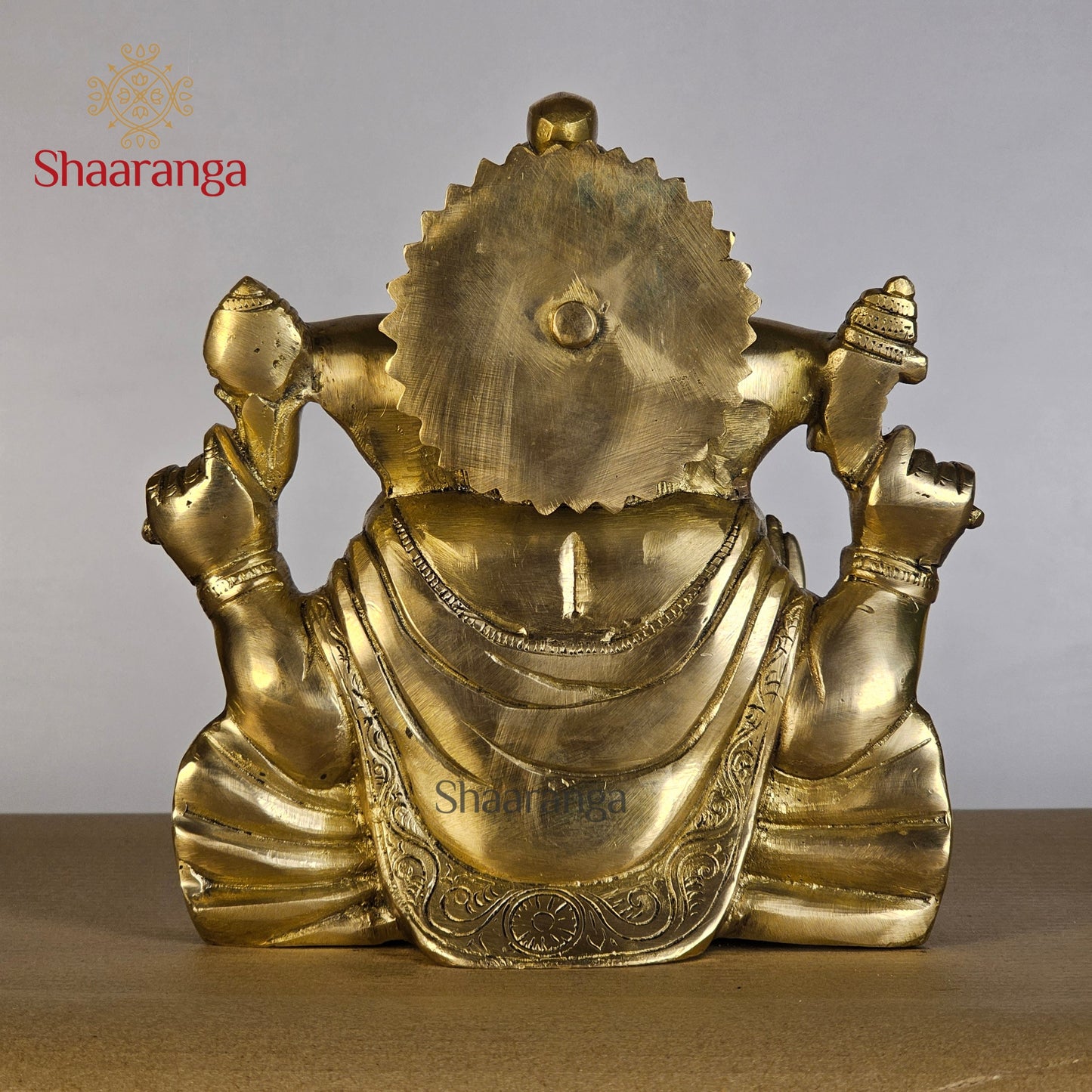 9 Inches Brass Lord Appu Ganesha Idol - Handcrafted Premium Brass Sculpture