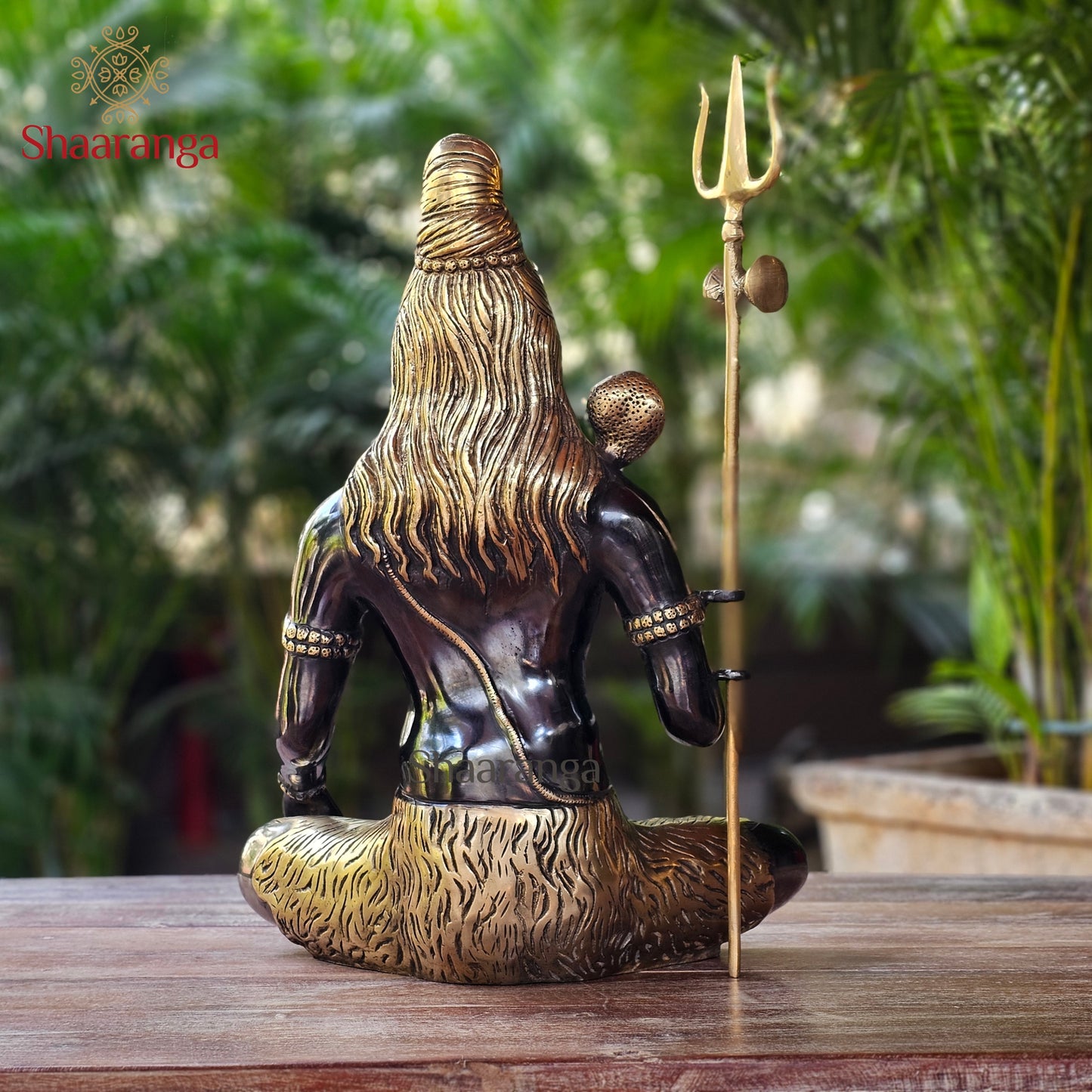 21 Inches Brass Shiva in Meditative Posture – Darker Tone Finish
