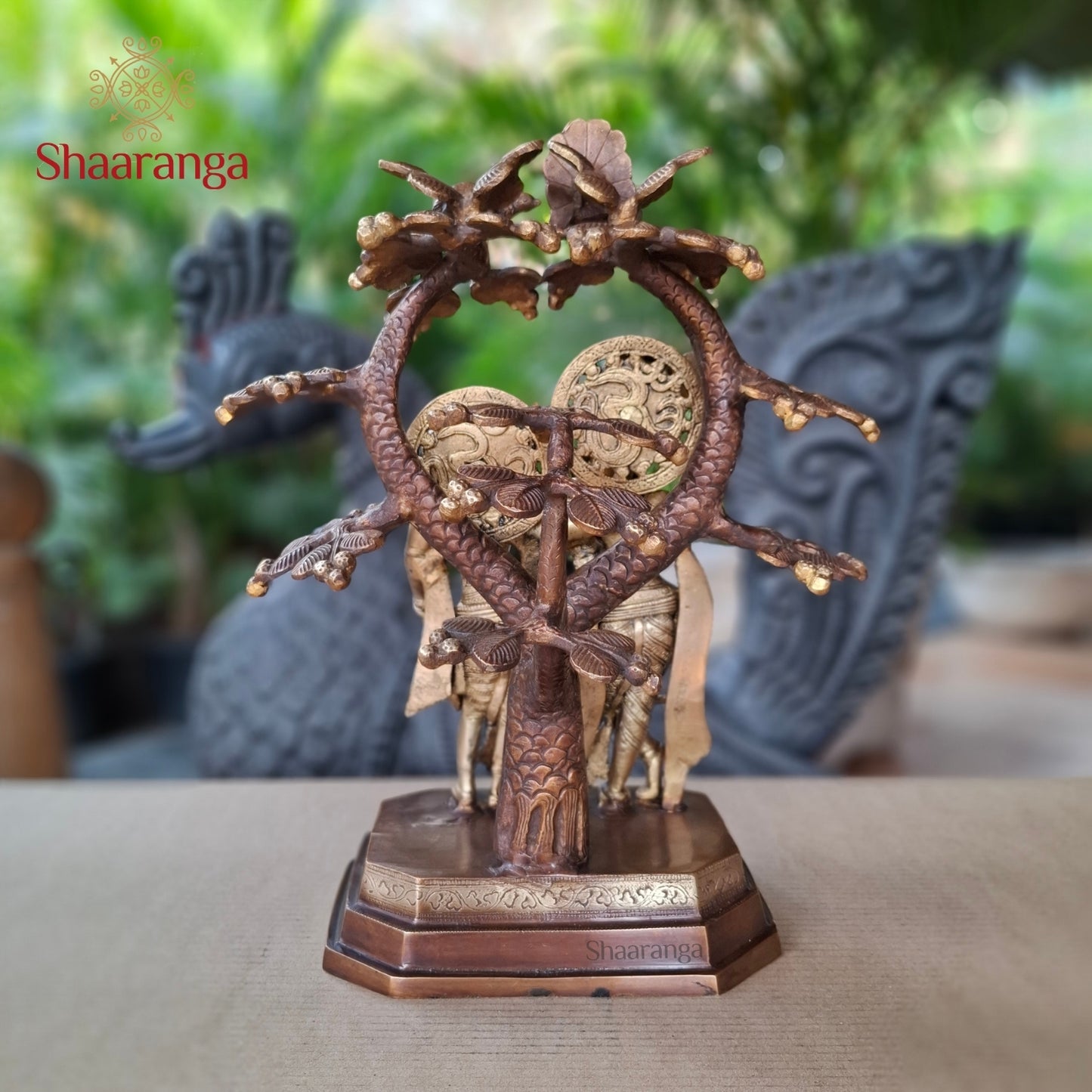 15 Inches Brass Two Tone Radha Krishna Under Tree