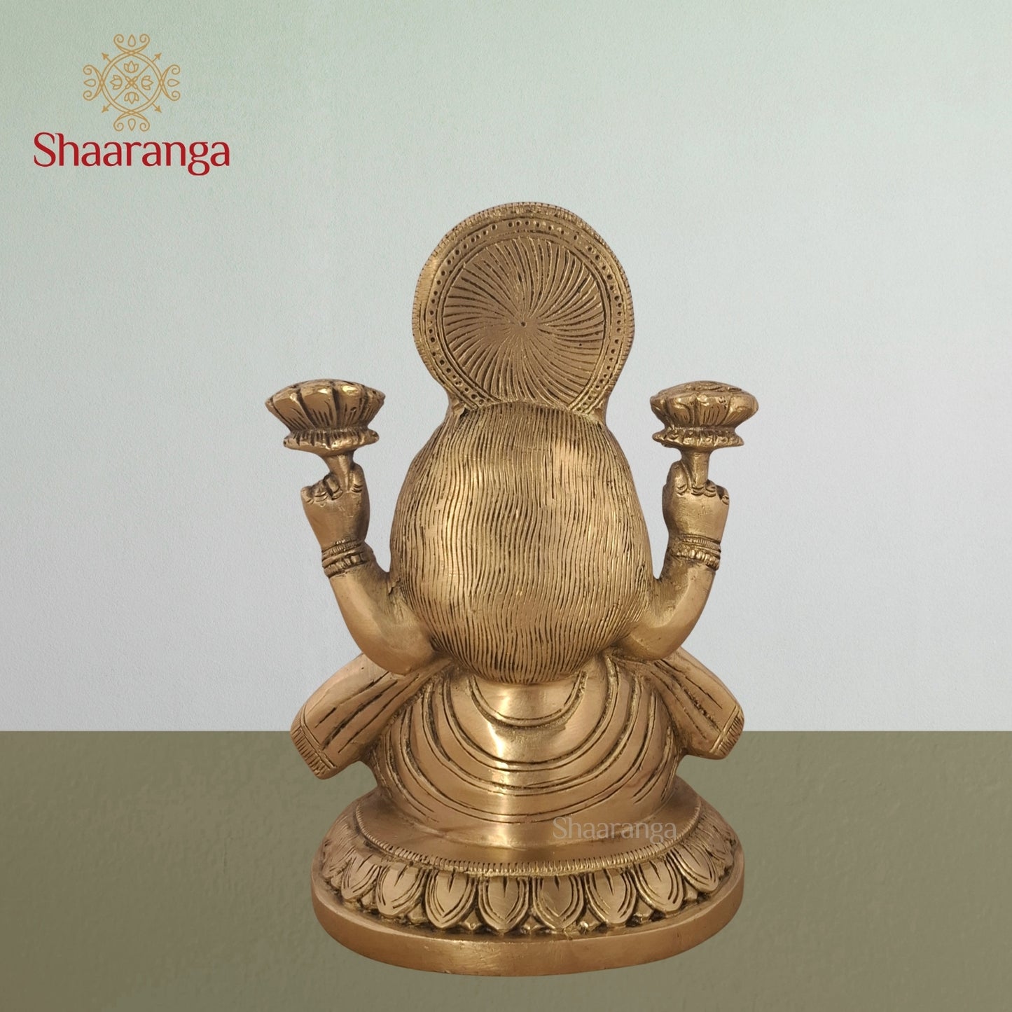 8 Inches Brass Laxmi Sitting On Lotus Base