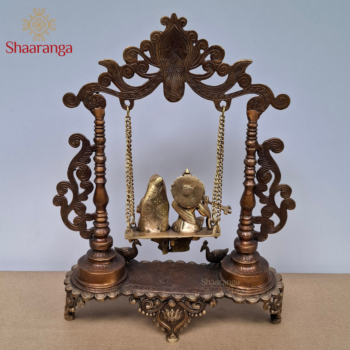 19 Inches Two-Tone Brass Radha Krishna on Swing