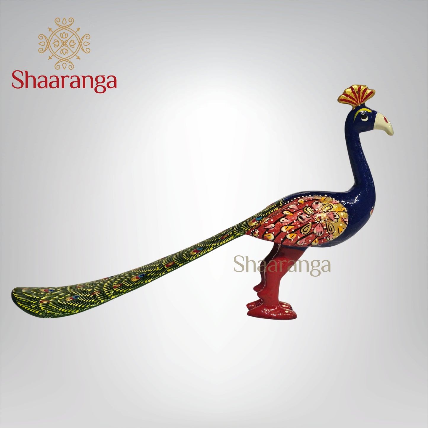 6.5 Inches Painted Peacock in Metal