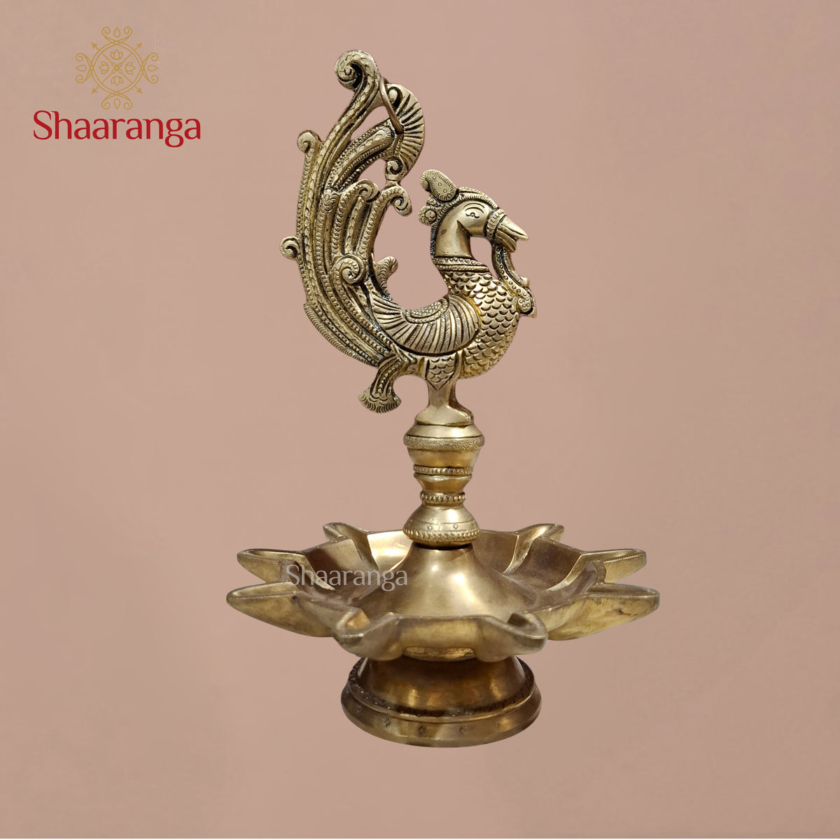 Brass 11 Inches Annam Multi-Diya Hanging Lamp — A Glowing Expression of Indian Heritage