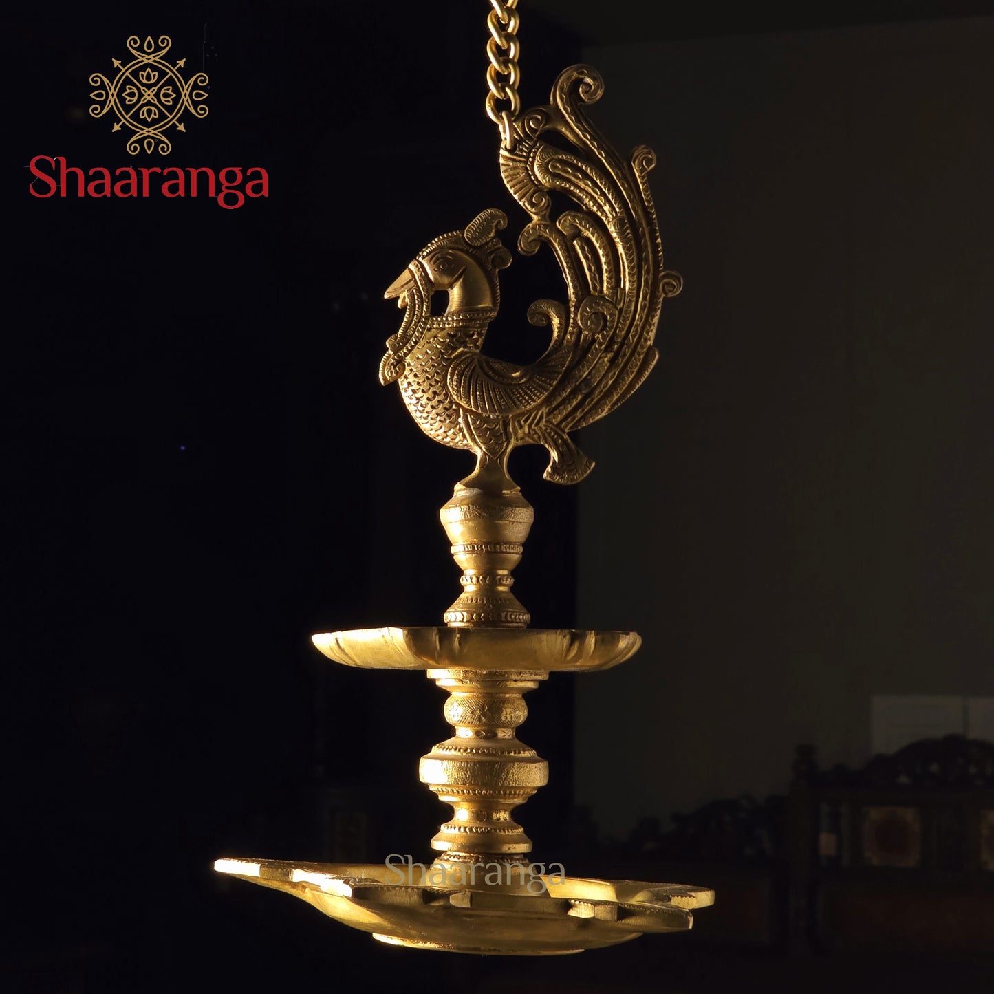 13 Inches Brass Bird Oil Lamp Hanging