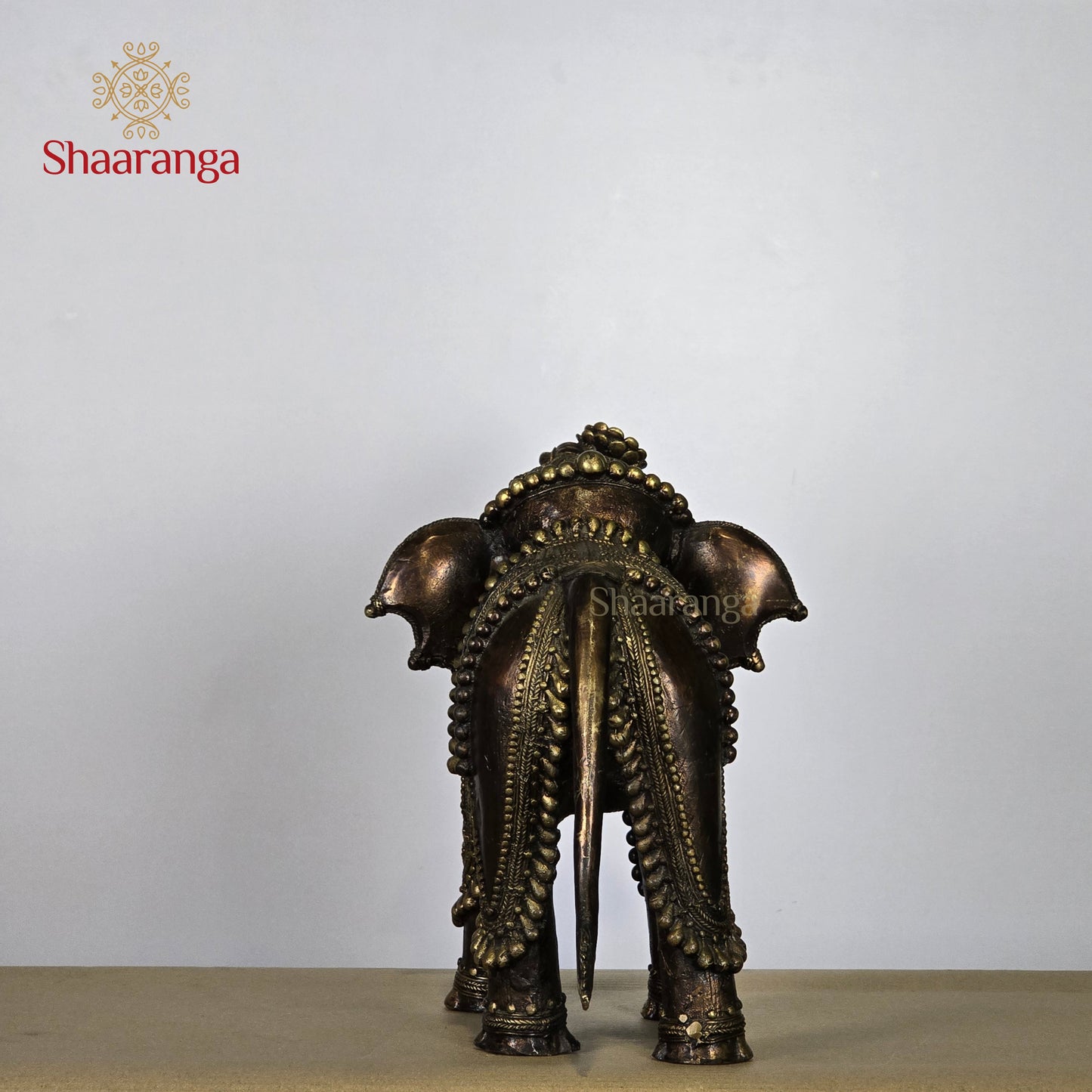 12 Inches Brass Elephant with Flower