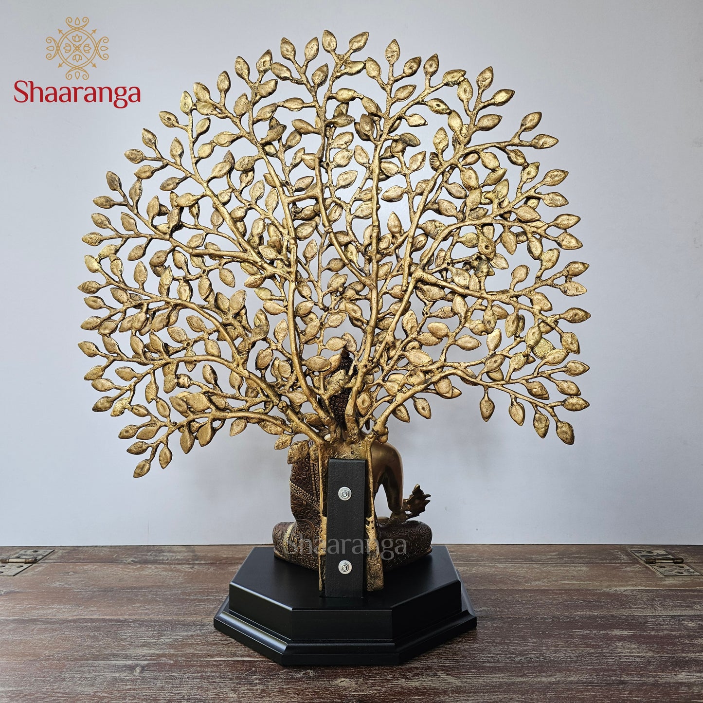 25 Inches Brass Tree Buddha Statue - Premium Meditation Decor