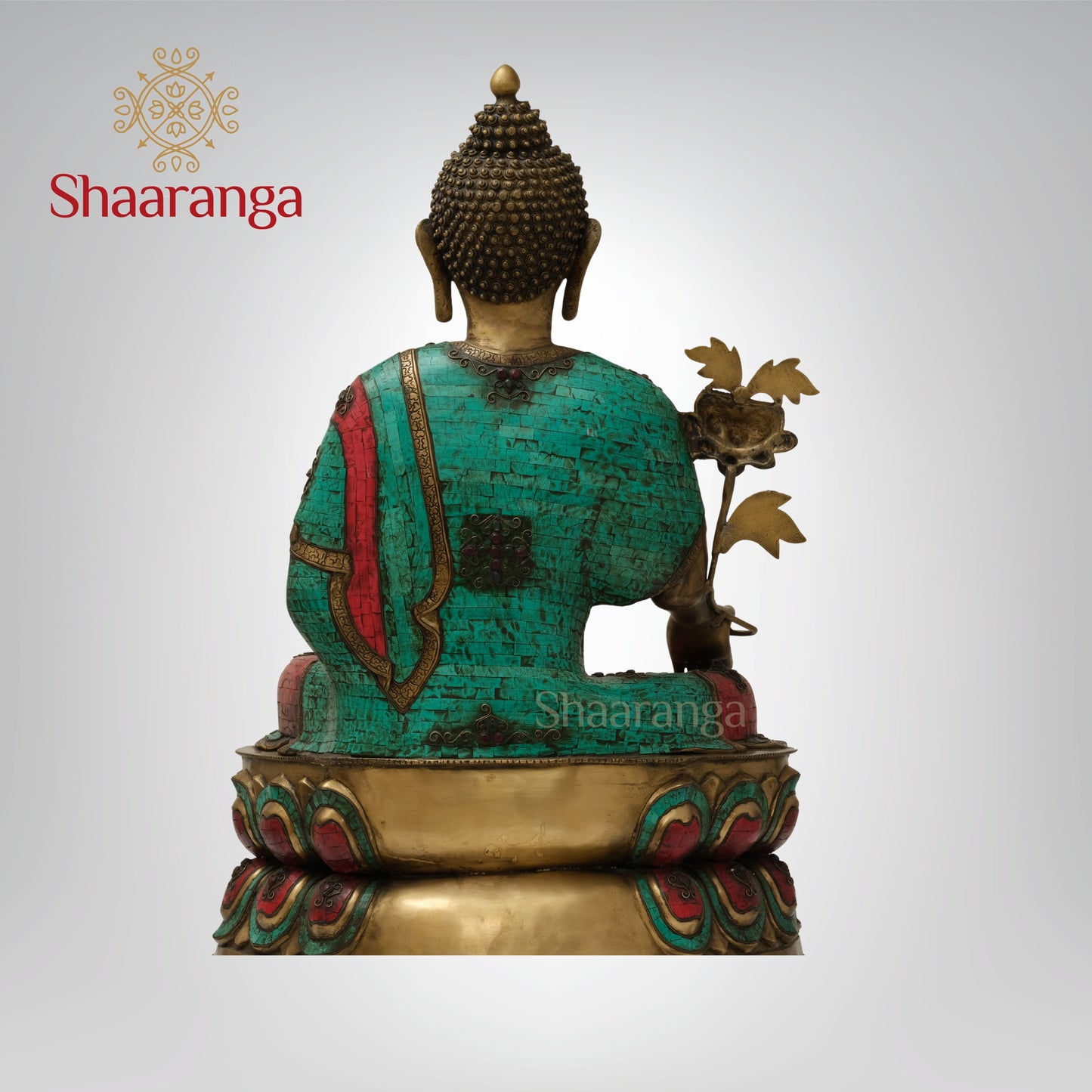 38 Inches Brass Buddha with Exclusive Stone Work