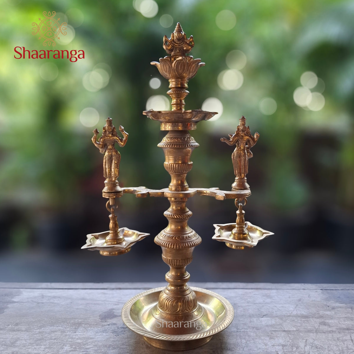 18 Inches Bronze Ornamental Lakshmi Ganesha Saraswathi Branch Lamp