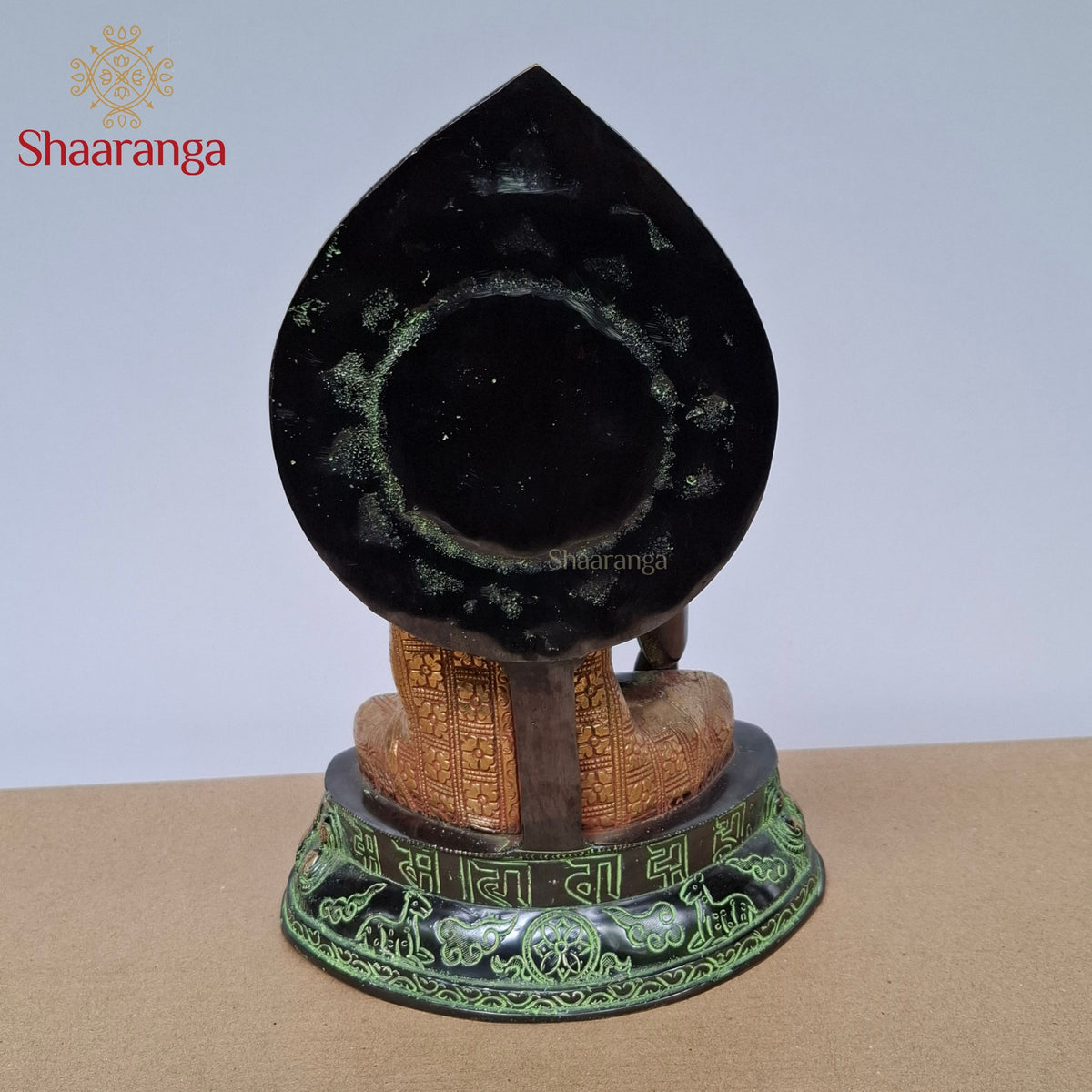 12 Inches Antique-Finish Brass Bhumisparsha Buddha