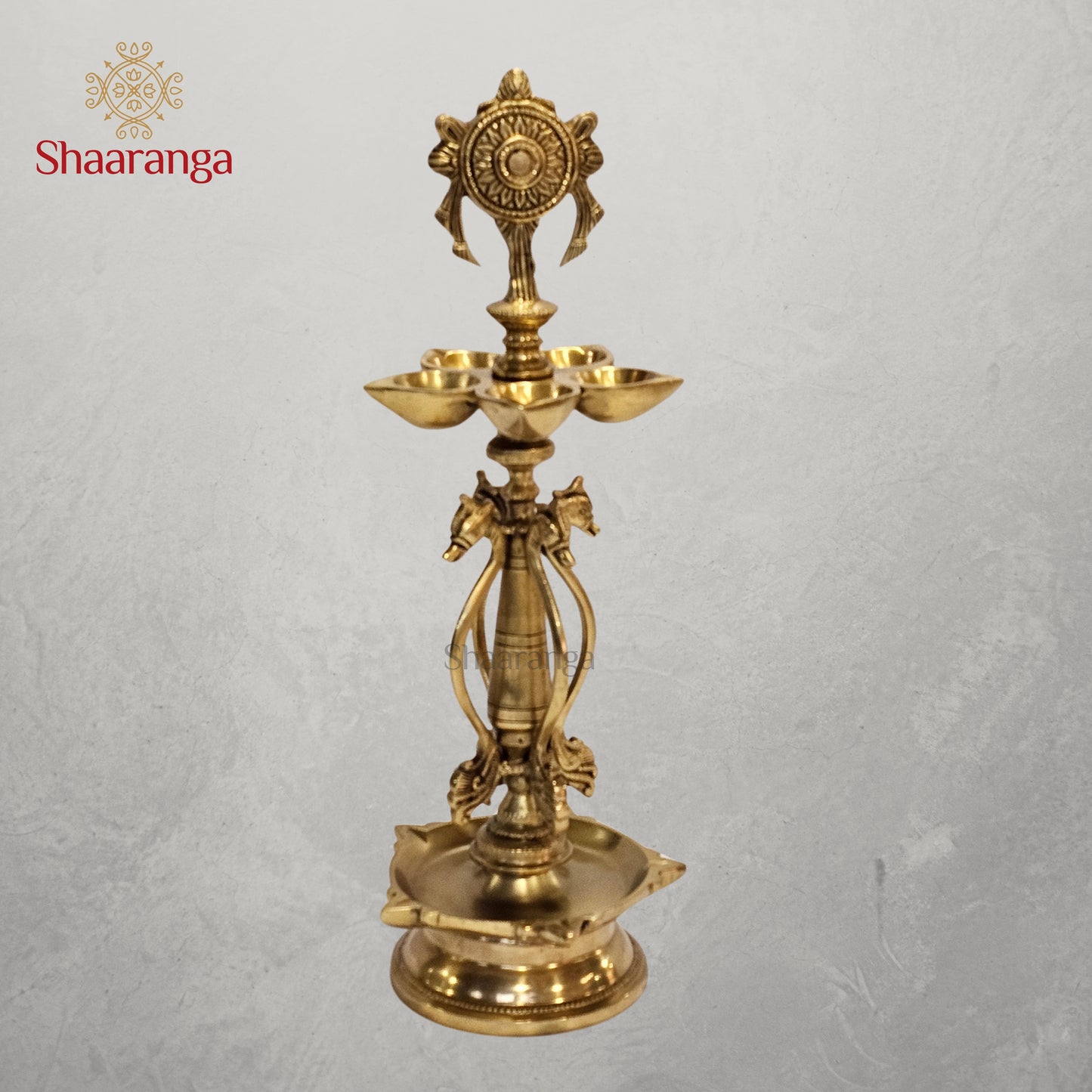 16 Inches Brass Chakra Deepak Stand