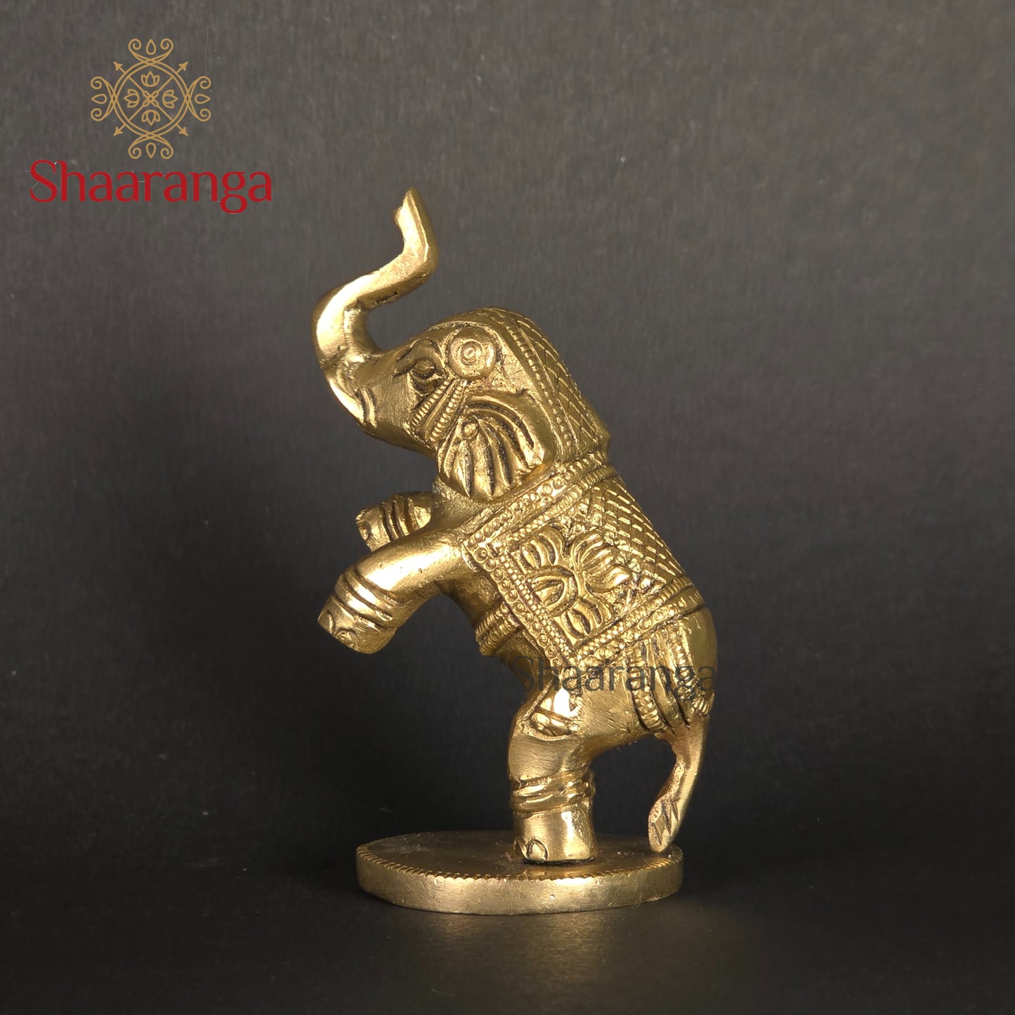 4 Inches Brass Elephant – Standing on Two Legs (Trunk Up)