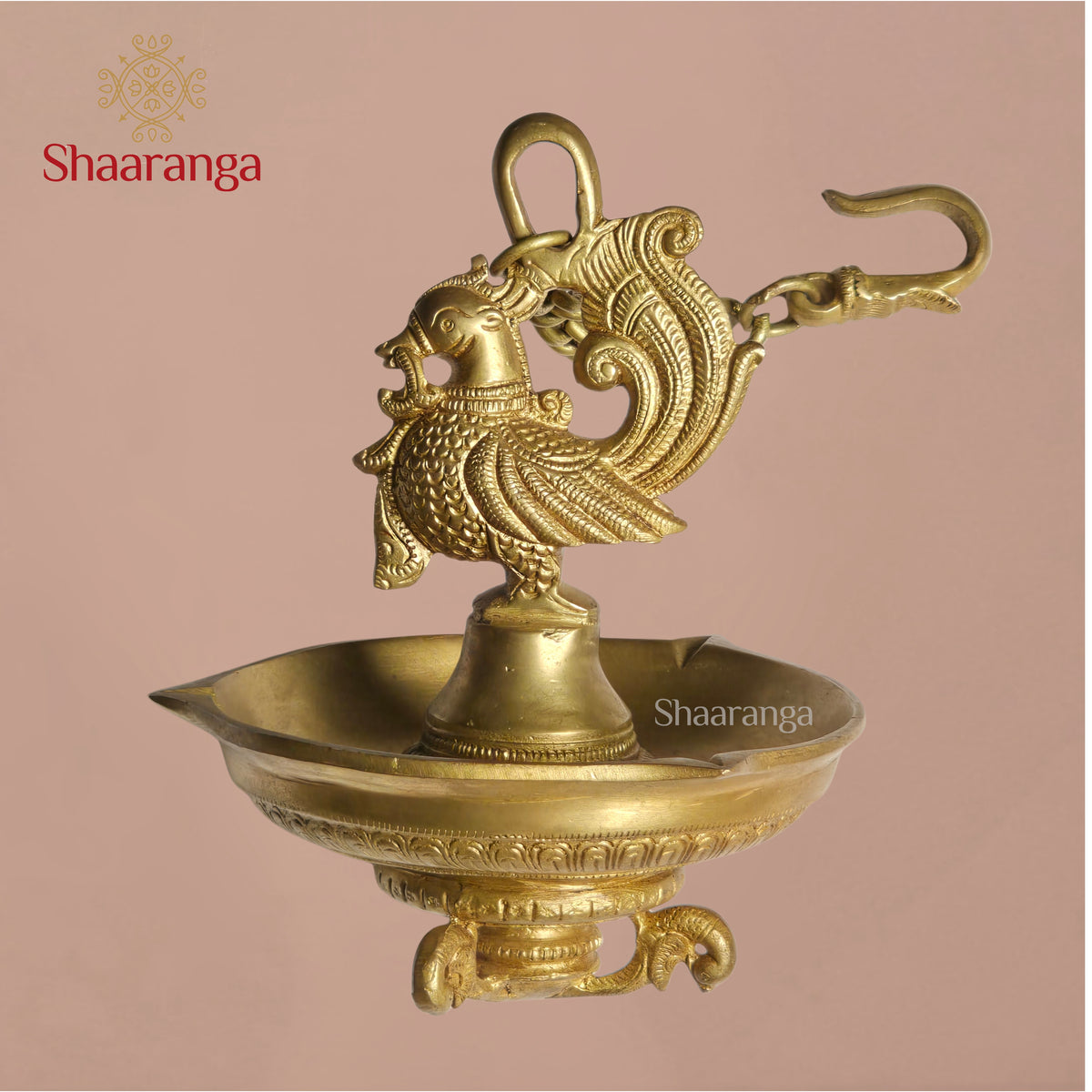8 Inches Brass Hanging Lamp with Swan design