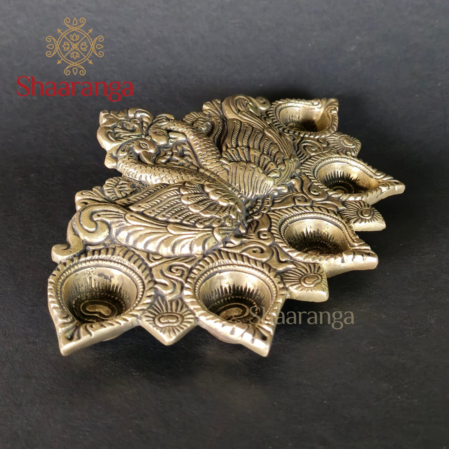 2.5 Inches Brass 5 Deepak with Double Swan