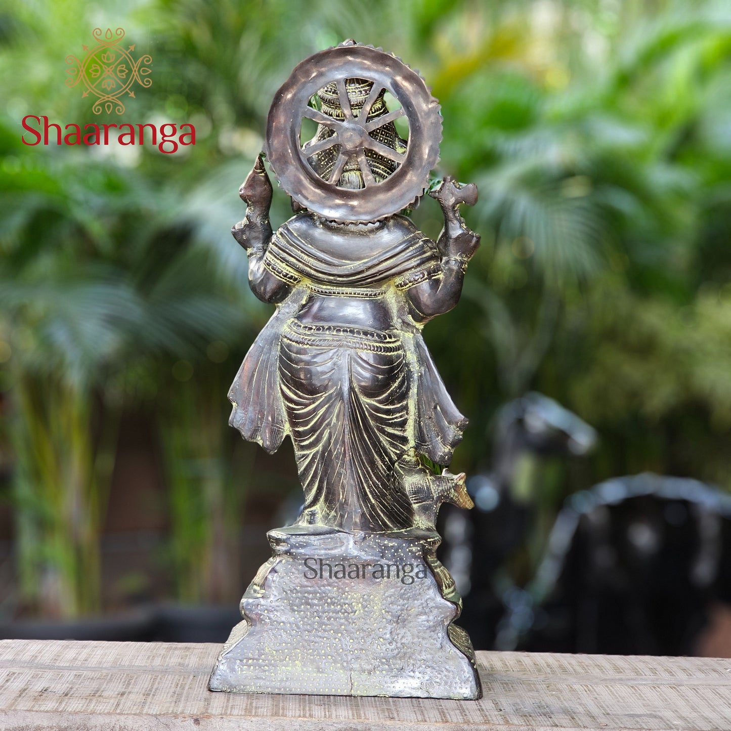 26 Inches Brass Ganesha standing Idol on base with Antique finish.