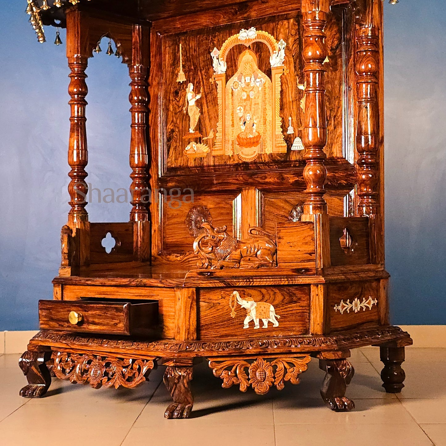 67 Inches Rosewood Mandir – Traditional South Indian Style Home Temple