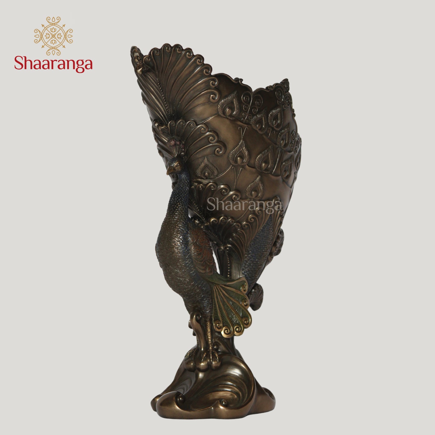 12 Inches Polyresin Peacock Flower Vase