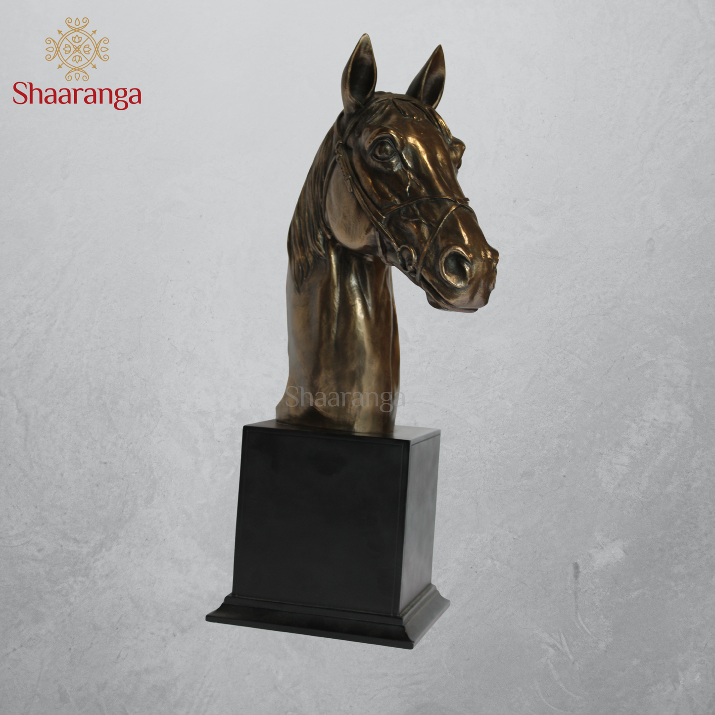 17 Inches Polyresin Horse Bust Saddled