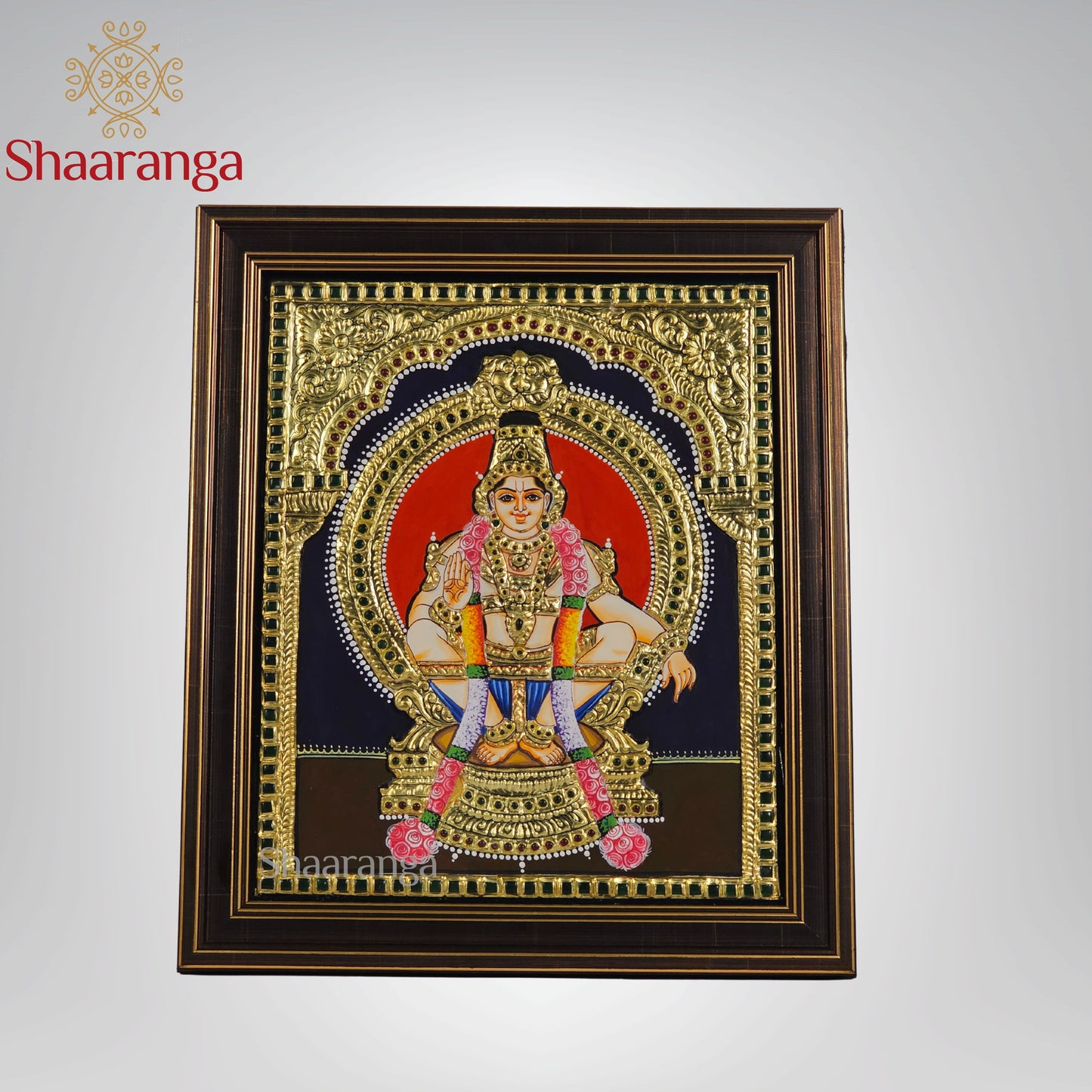14x12 Inches Ayyappa Swamy Tanjore Painting with 22K gold work