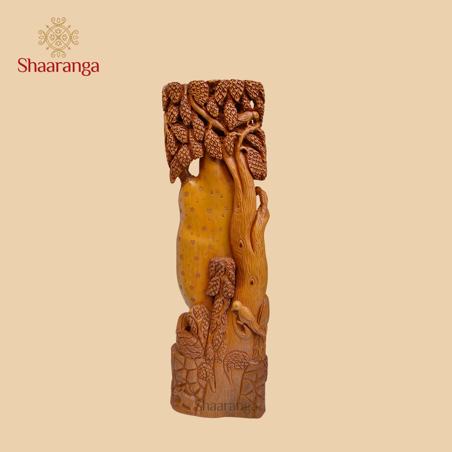 15 Inches Sandalwood Lady Under Tree