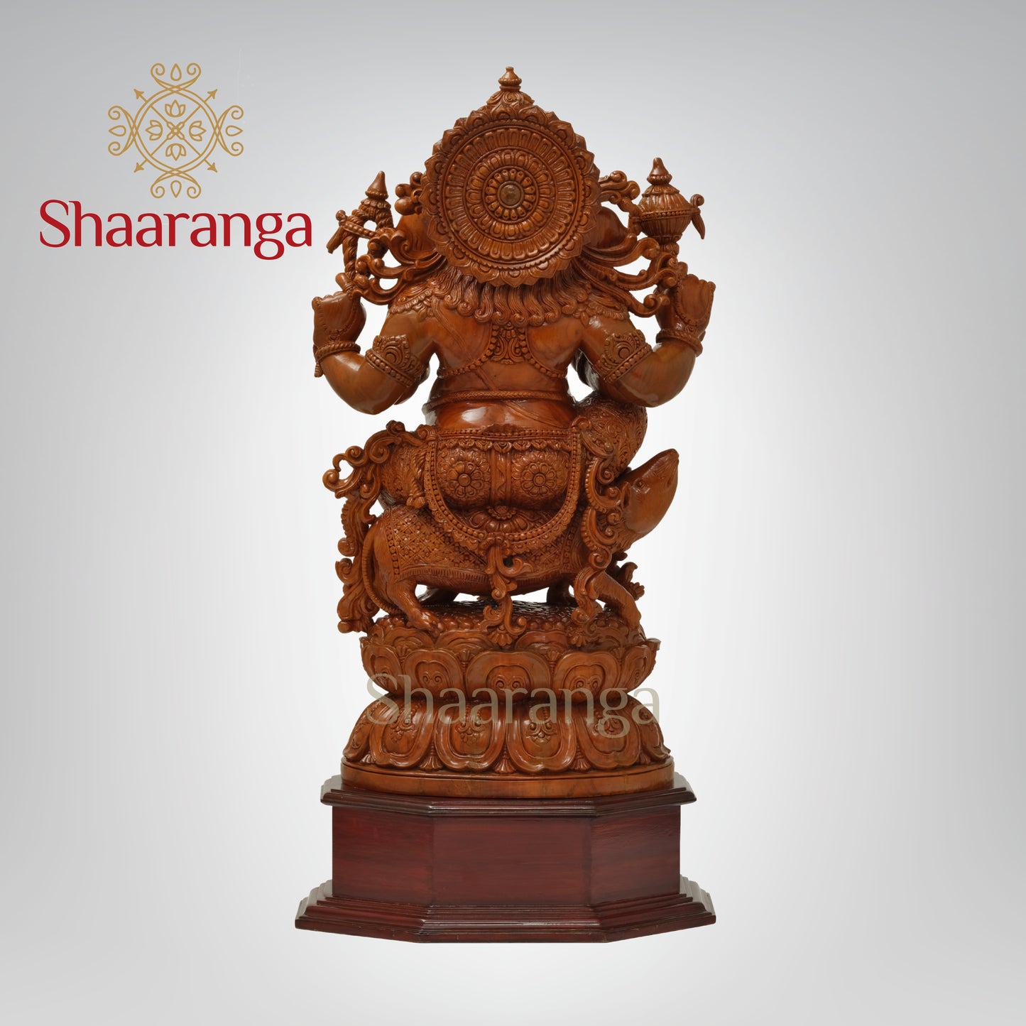 36 inches Teakwood Ganesha with Mushika vahan