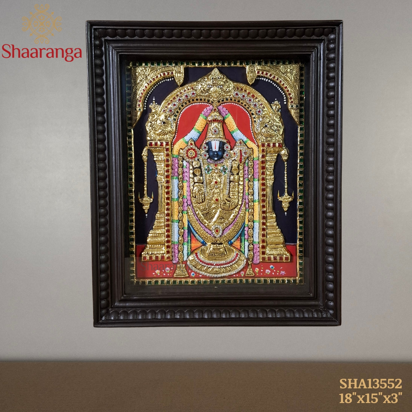 18x15 Inches Balaji Embosed Tanjore Painting with 22k Gold Work