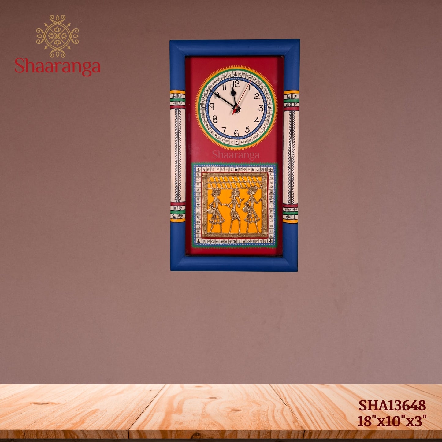 18x10 Inches Wooden Handcrafted Wall Clock