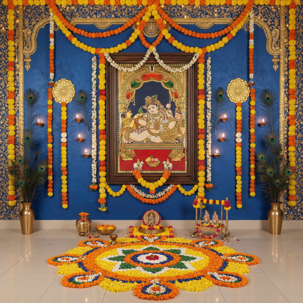 40x30 Inches Butter Krishna Tanjore Painting - Navaneeta Krishna