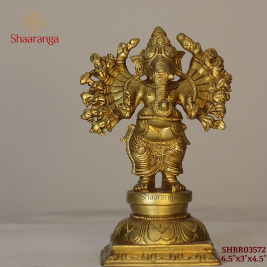 6.5 Inches Brass 16 Hand Ganesh