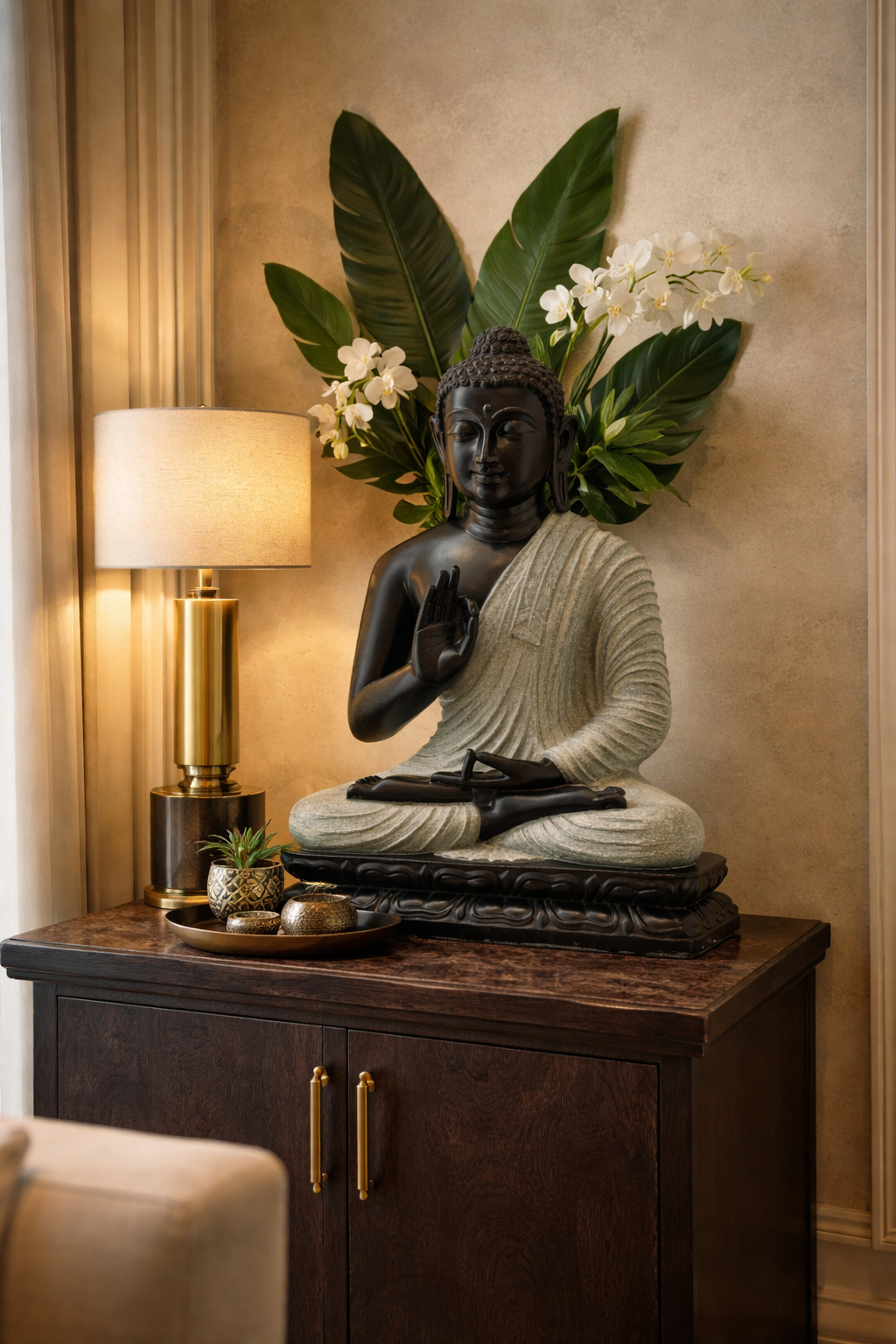 26 Inches Black Marble Buddha