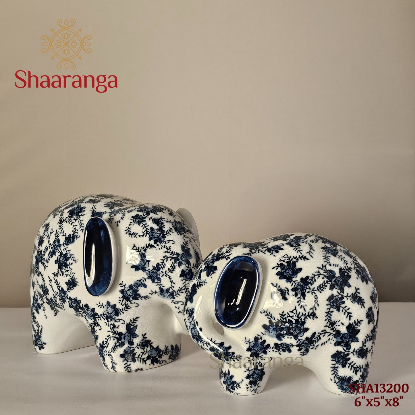 6 Inches Ceramic Elephant Baby Set of 2