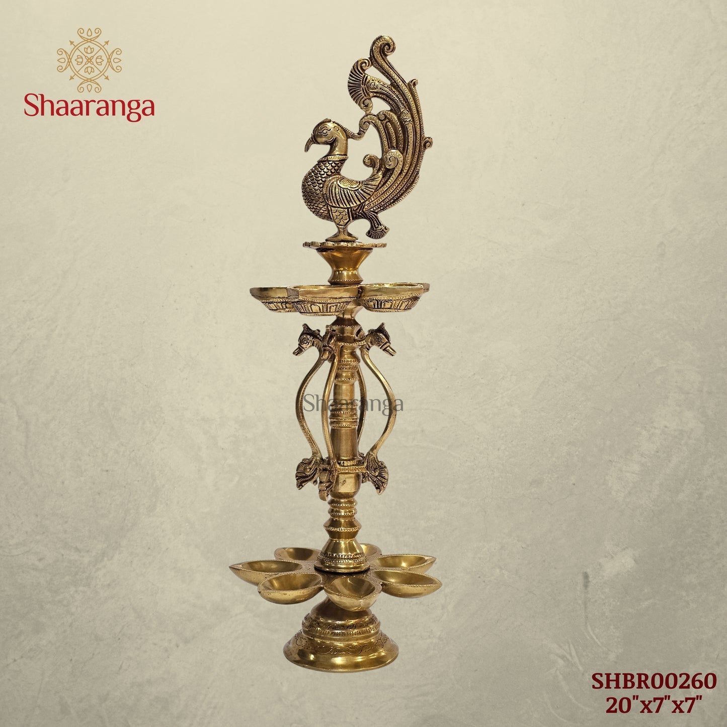 20 Inches Brass Bird Lamp