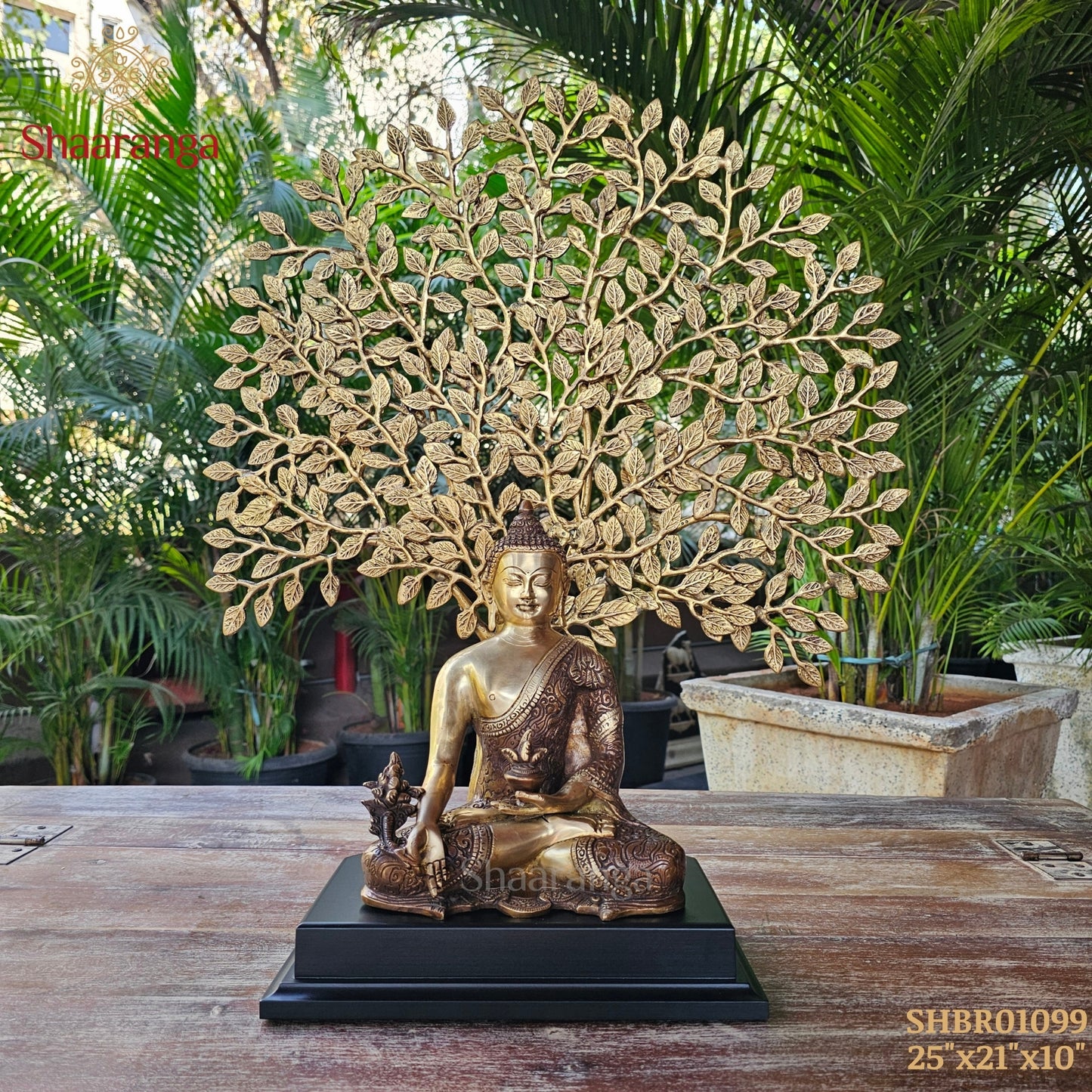 25 Inches Brass Tree Buddha Statue - Premium Meditation Decor