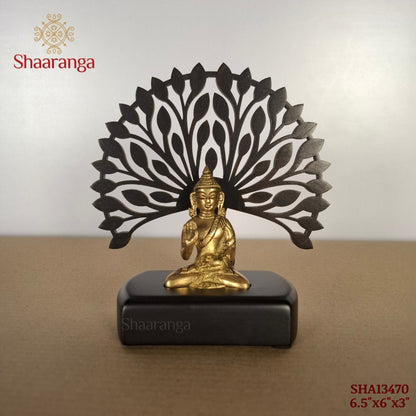 6.5 Inches Brass Budha with tree