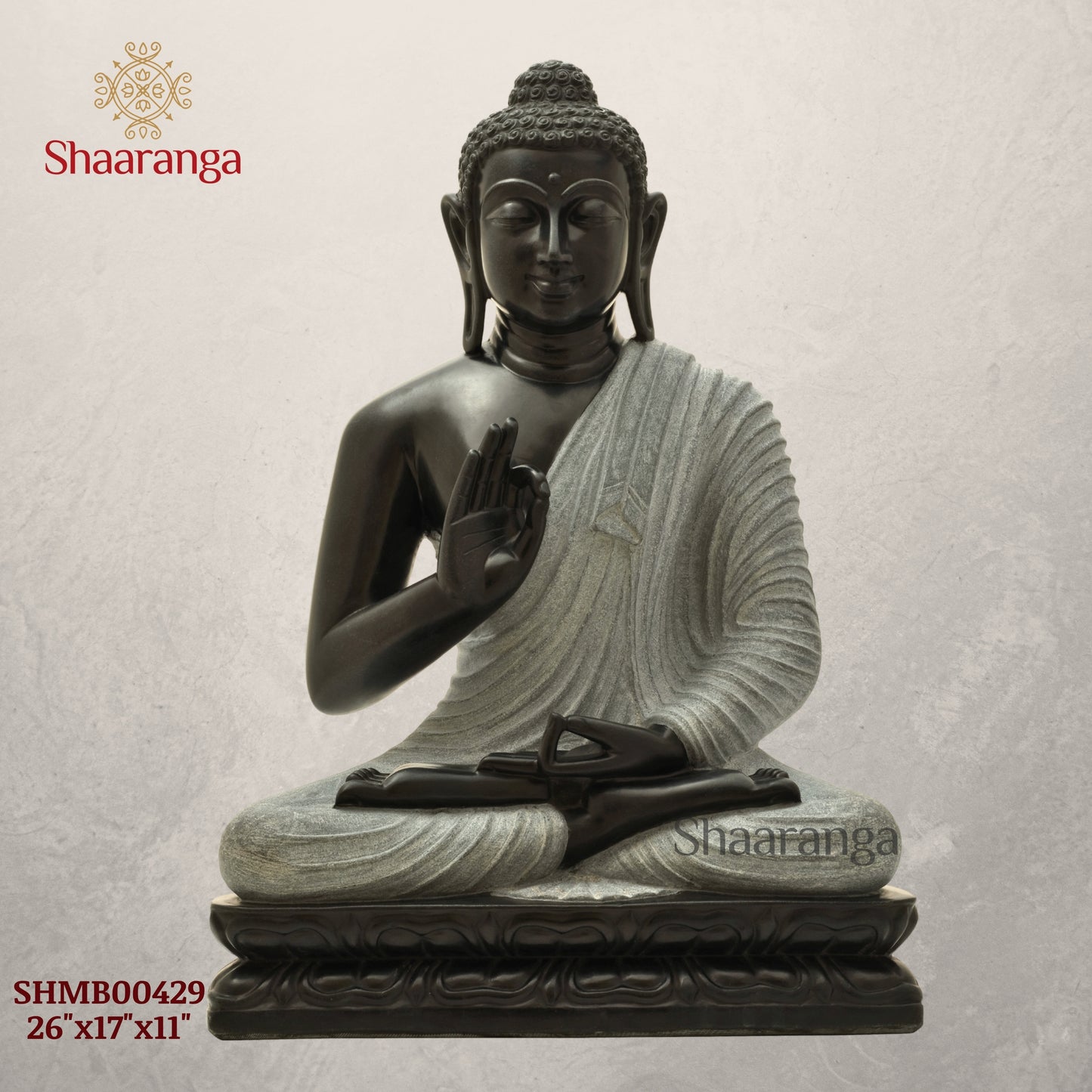26 Inches Black Marble Buddha
