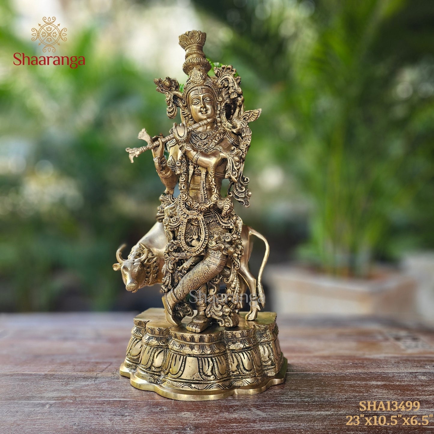 23 Inches Brass Cow Krishna